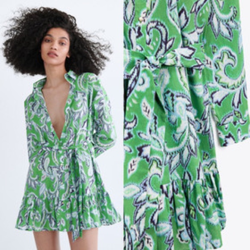 Zara Shirt Dress Green